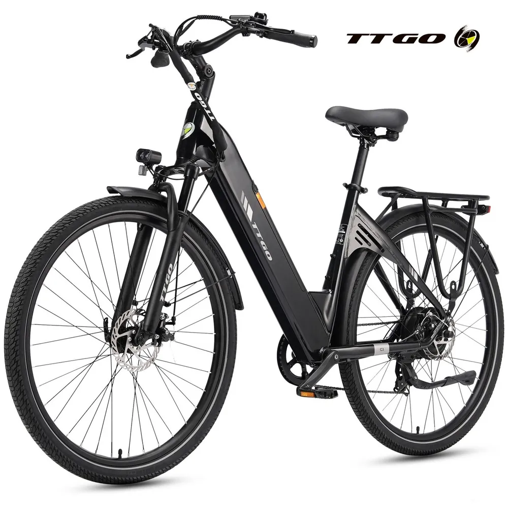 TTGO E-Bike Cityrad 28 Zoll, 55Nm, 650Wh, 150km, Elektrofahrrad für Damen und Herren, 7 Gang Shimano, Kettenschaltung, Heckmotor, 650 Wh, (Alu-Pedale, LCD-Display, max. Belastung 125 kg, Aluminiumrahmen), 5 Stufen, C3, Tiefeinsteiger, leicht nur 25kg, E-Citybike, Pedelec