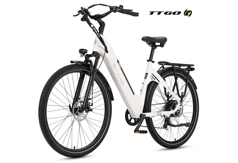 TTGO E-Bike Cityrad 28 Zoll, 55Nm, 650Wh, 150km, Elektrofahrrad für Damen und Herren, 7 Gang Shimano, Kettenschaltung, Heckmotor, 650 Wh, (Alu-Pedale, LCD-Display, max. Belastung 125 kg, Aluminiumrahmen), 5 Stufen, C3, Tiefeinsteiger, leicht nur 25kg, E-Citybike, Pedelec