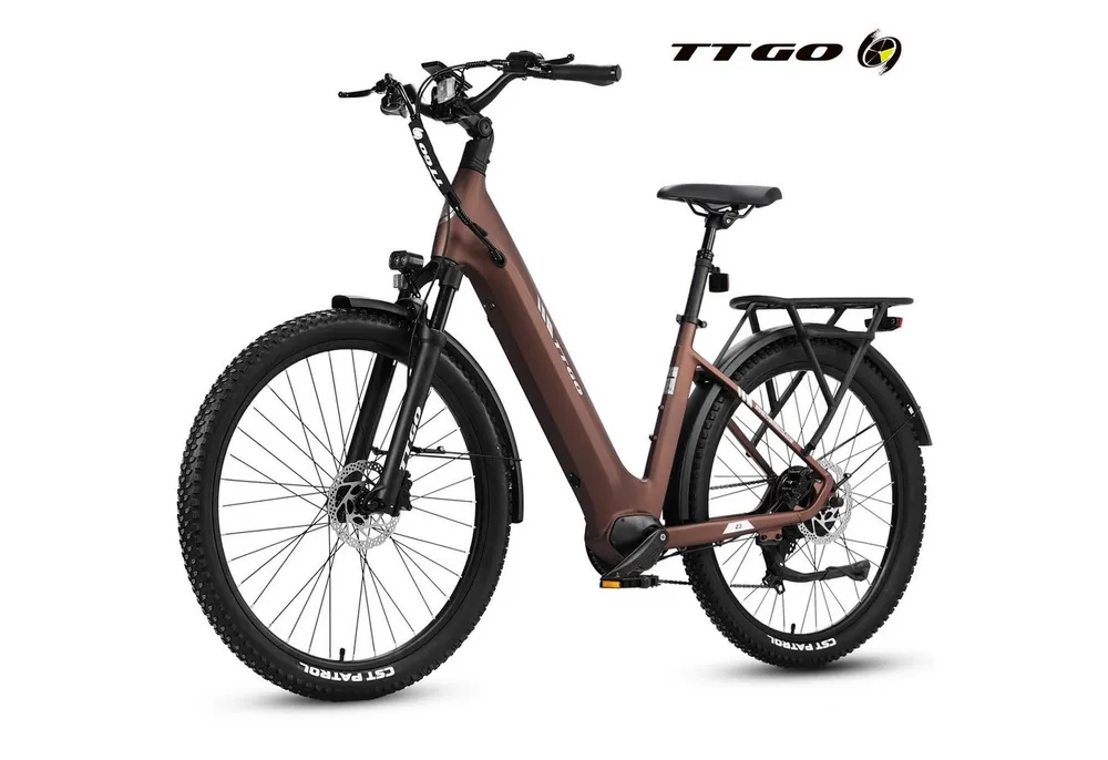 TTGO E-Bike Cityrad 28 Zoll, 70Nm, Drehmomentsensor, max. 120km, Federsattelstütze, 7 Gang SHIMANO, Kettenschaltung, Heckmotor, 720 Wh, 5 Stufen, Farbdisplay, Elektrofahrrad für Damen und Herren, Pedelec