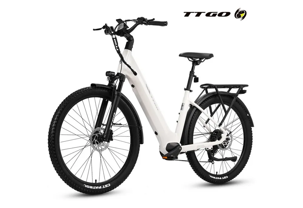 TTGO E-Bike Cityrad 28 Zoll, 70Nm, Drehmomentsensor, max. 120km, Federsattelstütze, 7 Gang SHIMANO, Kettenschaltung, Heckmotor, 720 Wh, 5 Stufen, Farbdisplay, Elektrofahrrad für Damen und Herren, Pedelec