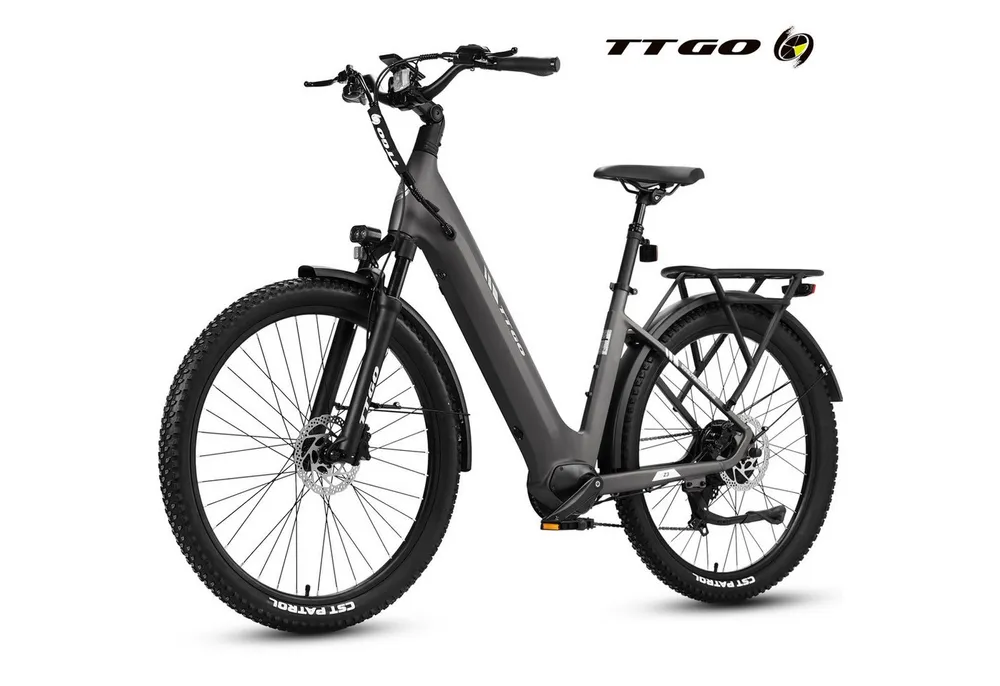 TTGO E-Bike Cityrad 28 Zoll, 70Nm, Drehmomentsensor, max. 120km, Federsattelstütze, 7 Gang SHIMANO, Kettenschaltung, Heckmotor, 720 Wh, 5 Stufen, Farbdisplay, Elektrofahrrad für Damen und Herren, Pedelec