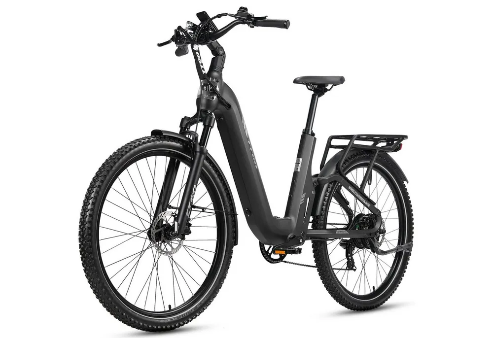 TTGO E-Bike Cityrad 28 Zoll, SUV, Fully, Vollfederung, max. 120km, 70Nm, Drehmomentsensor, 7 Gang Shimano ARDTY300D Schaltwerk, Kettenschaltung, Heckmotor, 720 Wh, (mit Bremslicht, Farb-LCD-Display, Hydraulische Scheibenbremsen), S6, Lockout-Federgabel, 5 Stufen, Elektrofahrrad für Damen und Herren