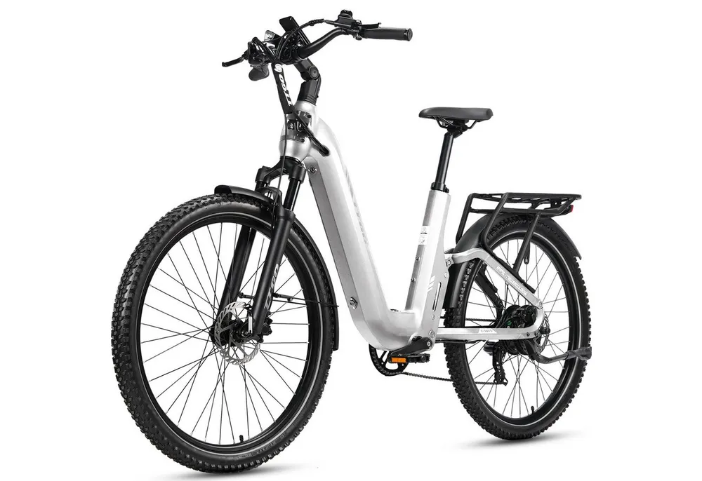 TTGO E-Bike Cityrad 28 Zoll, SUV, Fully, Vollfederung, max. 120km, 70Nm, Drehmomentsensor, 7 Gang Shimano ARDTY300D Schaltwerk, Kettenschaltung, Heckmotor, 720 Wh, (mit Bremslicht, Farb-LCD-Display, Hydraulische Scheibenbremsen), S6, Lockout-Federgabel, 5 Stufen, Elektrofahrrad für Damen und Herren