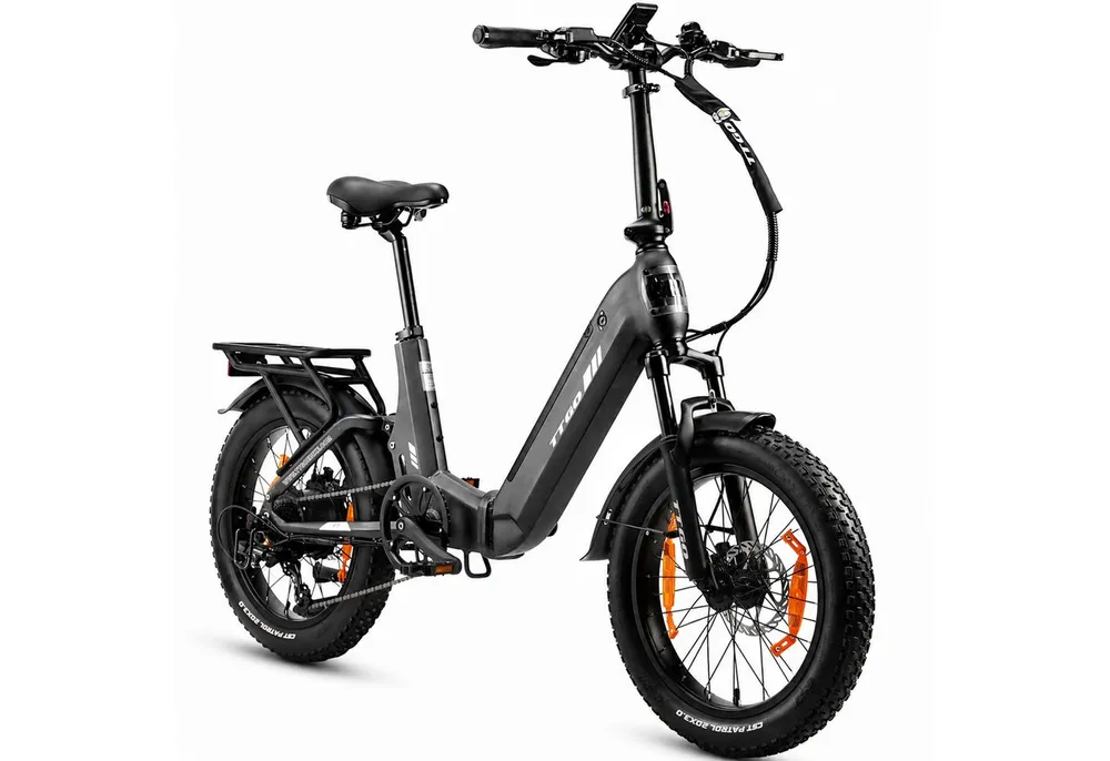 TTGO E-Bike Klapprad 20 Zoll, Fully, Vollfederung, 70Nm Hinterradmotor, 120km, max.150kg, 7 Gang SHIMANO, Kettenschaltung, Heckmotor, 720 Wh, (Softtail, hydr. Scheibenbremse, mit Bremslicht), F7, Drehmomentsensor, Lockout-Federgabel, Elektrofahrrad, Damen Herren