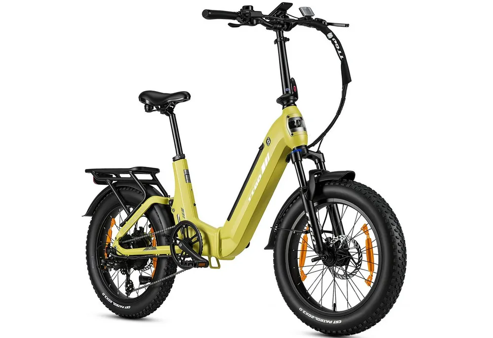 TTGO E-Bike Klapprad 20 Zoll, Fully, Vollfederung, 70Nm Hinterradmotor, 120km, max.150kg, 7 Gang SHIMANO, Kettenschaltung, Heckmotor, 720 Wh, (Softtail, hydr. Scheibenbremse, mit Bremslicht), F7, Drehmomentsensor, Lockout-Federgabel, Elektrofahrrad, Damen Herren