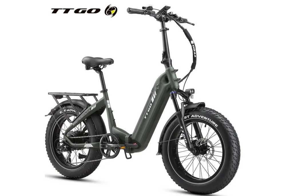 TTGO E-Bike Klapprad 20x4 Zoll, 70Nm Hinterradmotor, 140km, F6B, Drehmomentsensor, 7 Gang SHIMANO, Kettenschaltung, Heckmotor, 864 Wh, MAX. 150kg, Federgabel mit Lockout, Elektrofahrrad, hydr. Bremsen