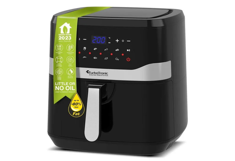 TurboTronic by Z-Line Heißluftfritteuse, 1800 W, Power Camping Retro digital Airfryer AF7D