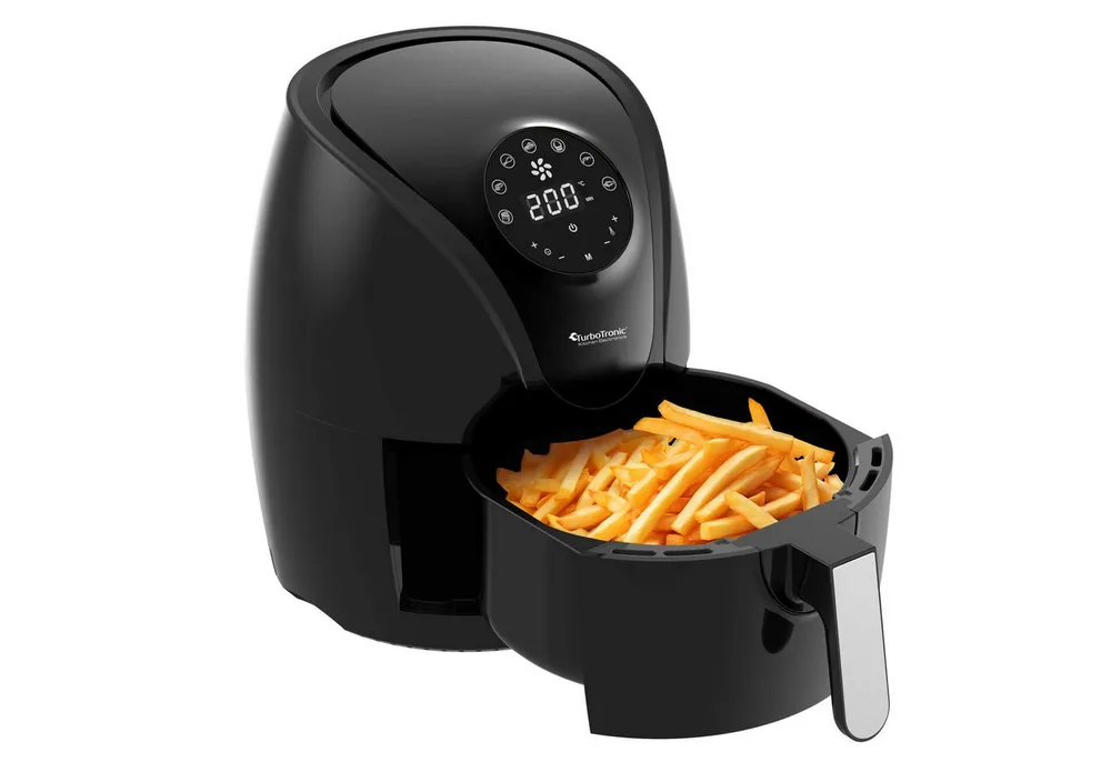 TurboTronic by Z-Line Heißluftfritteuse Airfryer Fritteuse Fettfrei ohne Öl 50°C - 200°C Power perfekte Pommes, 1200 W, Digitales LED Touchdisplay, Rapid Air 360 Grad und Timer bis 60 Min.