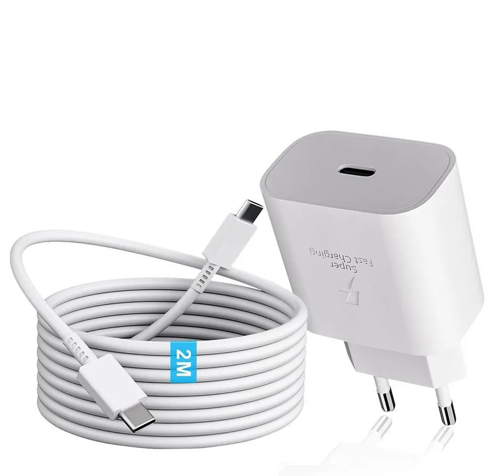 TUWENA 25W USB C Ladegerät, Schnellladegerät Netzteil Super Fast Charger USB-Ladegerät (mit 2 m Ladekabel Schnellladekabel für Samsung Galaxy)