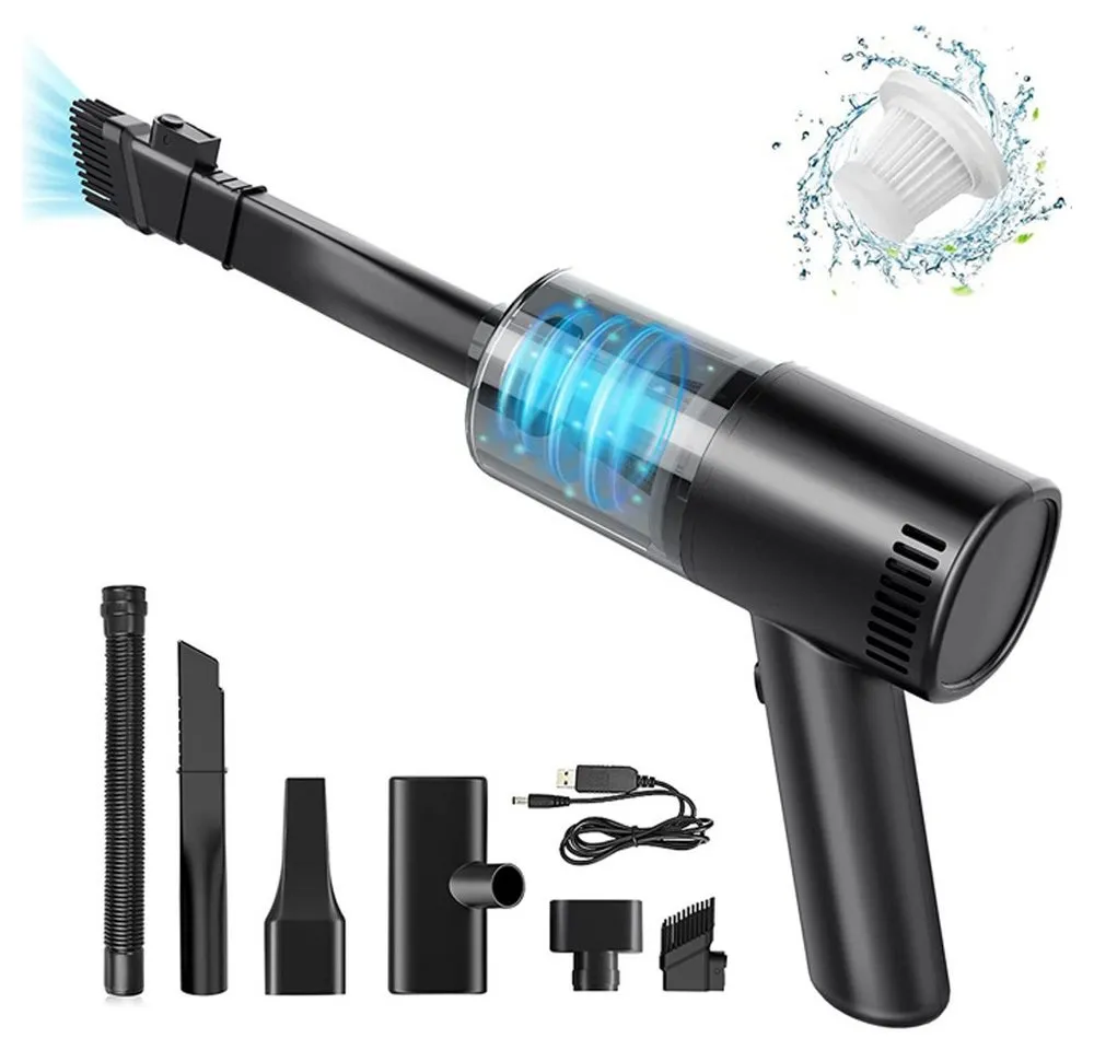 TUWENA Akku-Handstaubsauger Kabelloser Auto-Staubsauger, 9000Pa USB aufladbar Tragbar Staubsauger