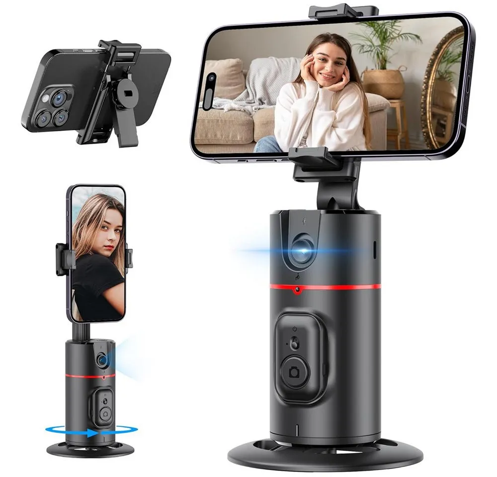 TUWENA Automatisches Gesichtserkennungs-Stativ, 360° Drehbare Handyhalterung Gimbal (Handykamera-Halterung, Gestensteuerung, Fernbedienung, für Vlog/TikTok)