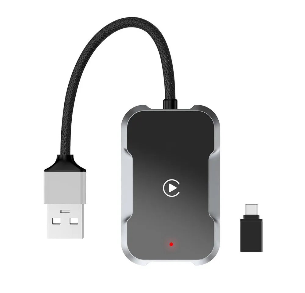 TUWENA Carplay Wireless Adapter USB C/A for iPhone, Plug&Play, iPhone iOS 10+ Adapter, Superschnelle von Wired Car Play auf Wireless, Stabiler & Keine Latenz