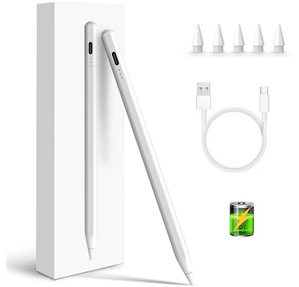 TUWENA Eingabestift Stylus Stift für Apple iPad 2018-2025, Stylus Pen, Eingabestifte mit Neigungserkennung & Palm-Ablehnung & Hohe Präzision