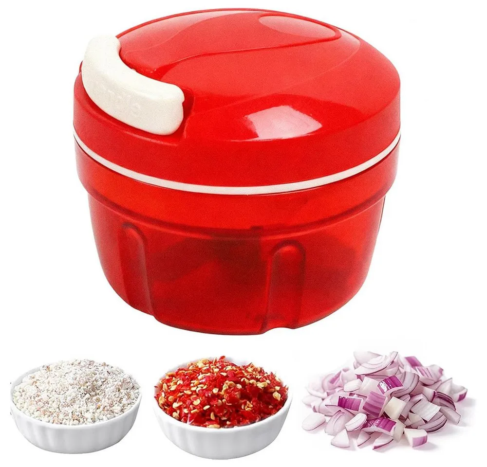 TUWENA Gemüsehacker GemüSeschneider, 300ML Manuell Zwiebel Zerkleinerer mit Seilzug, Für Chili/Zwiebeln/Gemüse/Nüsse/Fleisch/Knoblauch/Püree-Lebensmittel