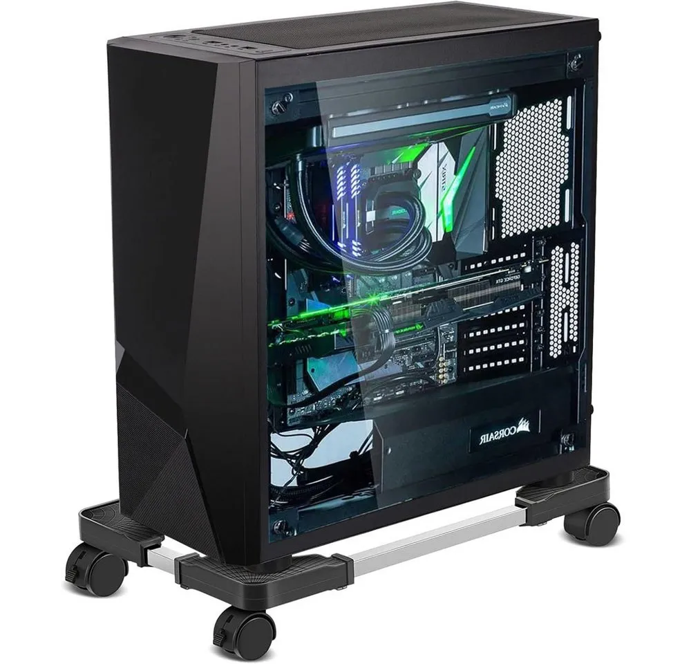 TUWENA Halterung PC Ständer für PC-Tower, Computer CPU Desktop Ständer mit Laufrollen, (Computer PC Ständer, Universal verstellbare Ständer Unter Schreibtisch)