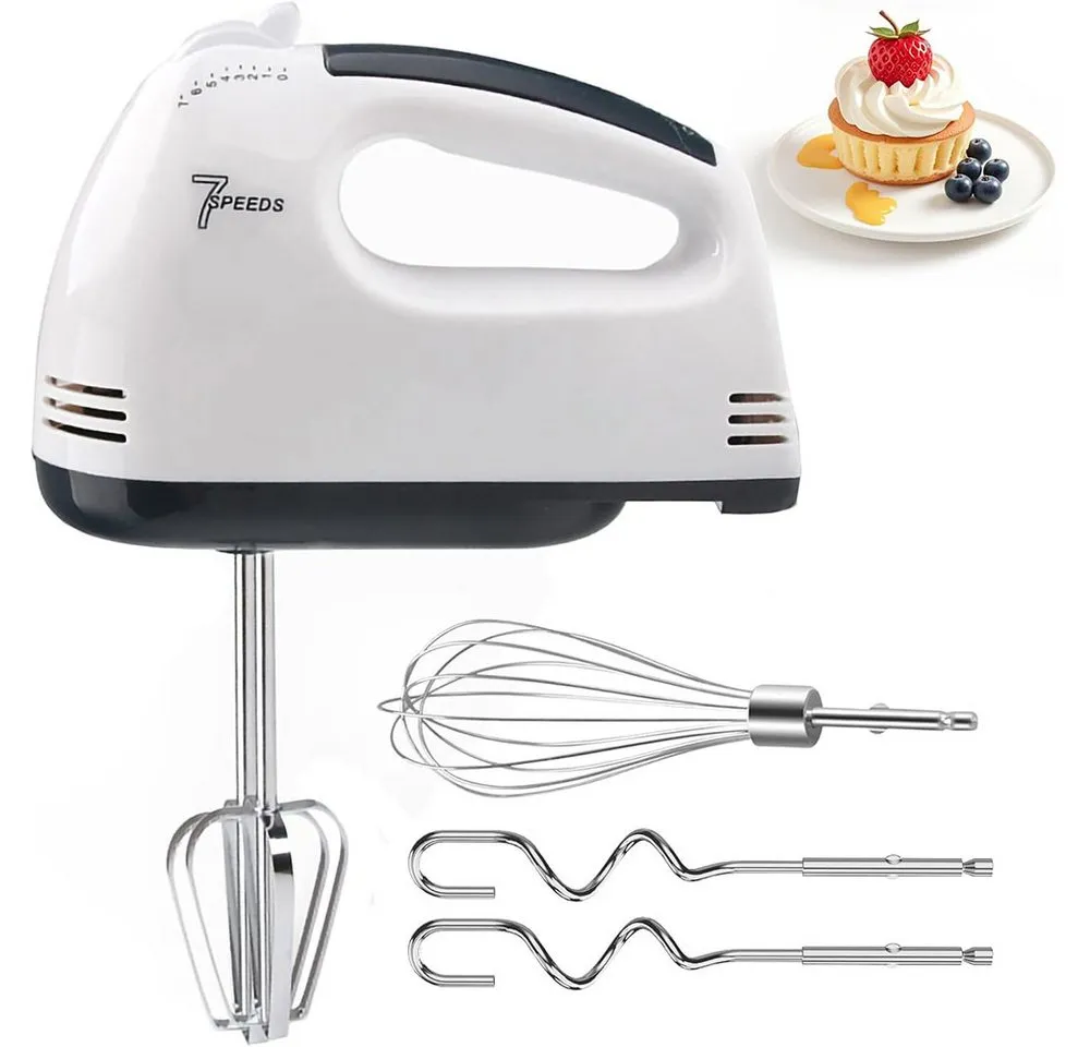 TUWENA Handmixer Handgemachter Mischer-Elektromischer, 7-Speed-Mixer mit 5 Mixer, 2 Mixer, 2 Teighaken, 1 Ei -Schneebesen