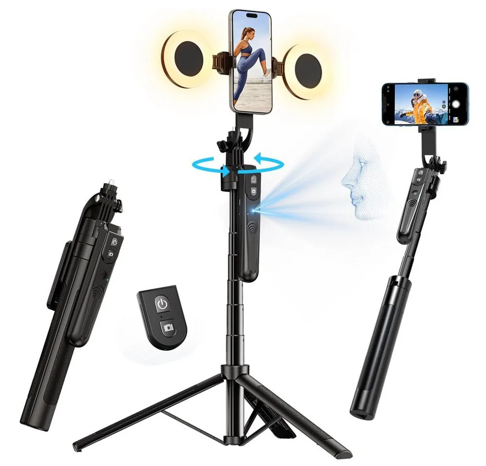 TUWENA Handy-Halterung 360° Drehung Auto Face Tracking Stativ,180cm Ausziehbarer Stativ Handy