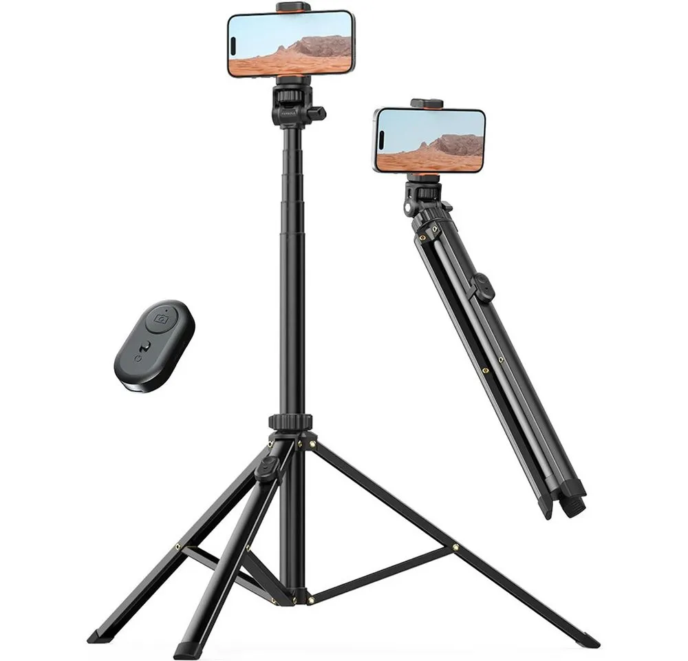 TUWENA Handy-Halterung Handy-Stativ & Selfie Stick 180cm, Handystativhalter mit Fernauslöser, (Erweiterbarer Handystativhalter mit Fernauslöser Kompatibel Smartphone)