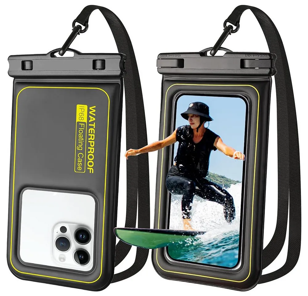 TUWENA Handyhülle 2 Stück Wasserdichte Handyhülle, IP68 Unterwasser Handytasche, Für iPhone 16 15 14 13 12 Pro Max, Samsung, Smartphone bis zu 7 Zoll