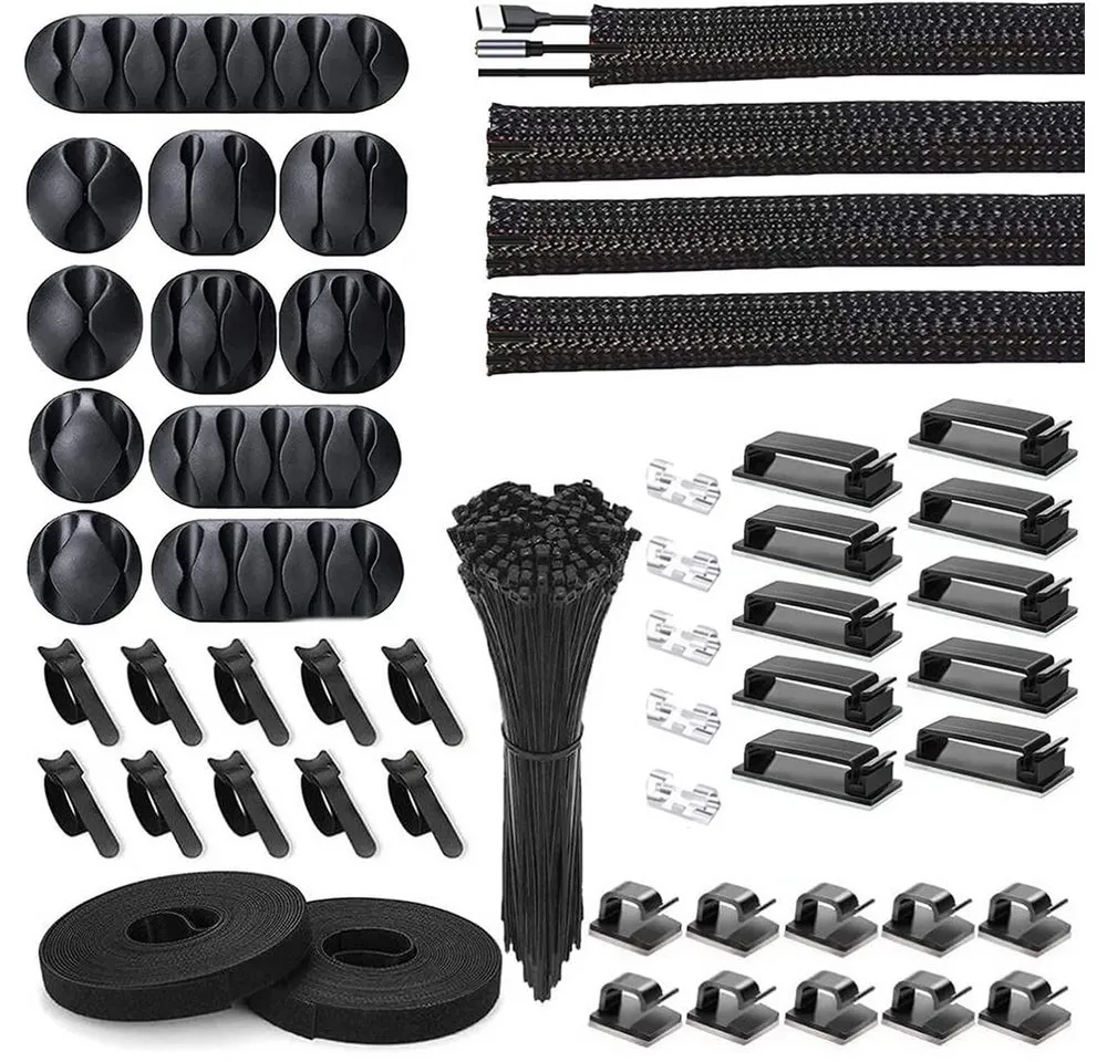 TUWENA Kabelführung 152pcs Kabelmanagement, Kabel aufgeräumt, Clip Organizer Schreibtisch (152-St)