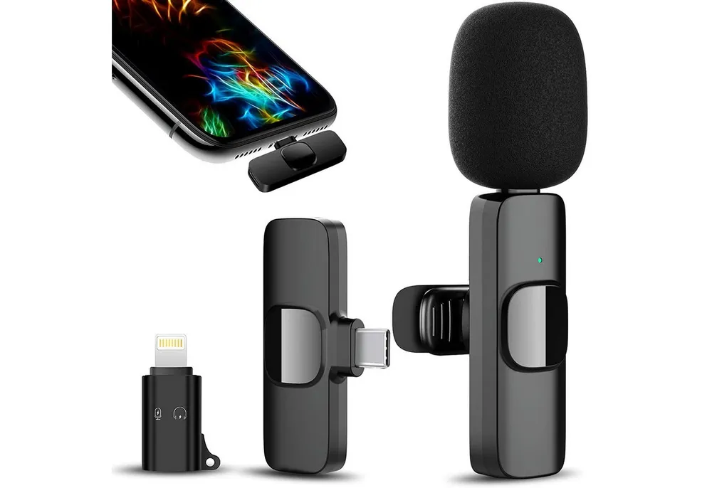 TUWENA Mikrofon iPhone/Android Lavalier Mikrofon Wireless, für Live-Streaming-Podcast