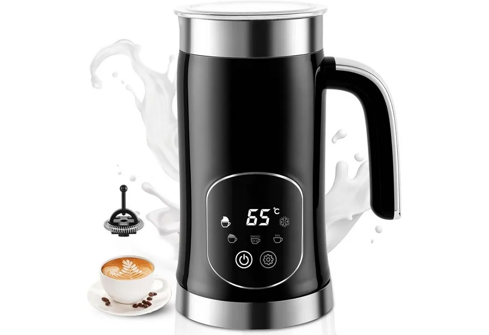 TUWENA Milchaufschäumer Elektrisch 5 in 1 - Automatische 350 ml Großes Fassungsvermögen, für Heißer Kalter Milchschaum Heiße Schokolade Latte Cappuccino