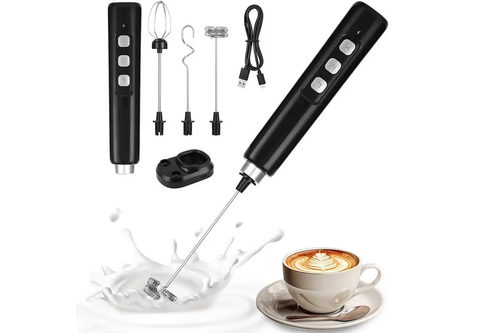 TUWENA Milchaufschäumer Elektrischer Milchaufschäumer Mini Schneebesen USB-C Aufschäumer, 3 intelligente Geschwindigkeitsstufen
