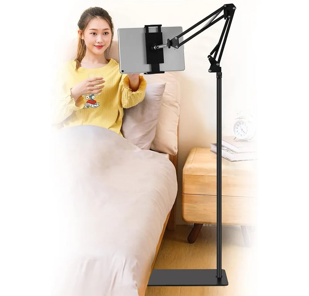 TUWENA Tablet-Ständer Tablet Bodenständer, 360° Drehbar Tablet Halterung mit Heavy Duty Base, (Für iPad, Tablets, Telefone oder Andere Geräte mit 4 bis 12.9 Zoll)