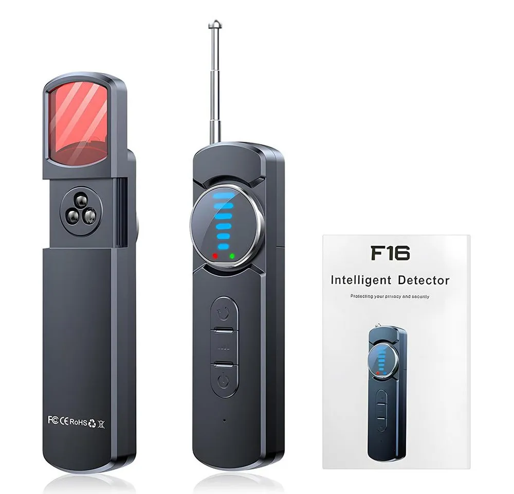TUWENA Überwachungskamera Wanzen Detector mit LED, Hidden Camera Detector, GPS Tracker Detektor (Anti Aufnahme Detektoren für Hotel Heim Büro, 360°-Infrarot-Erkennung)