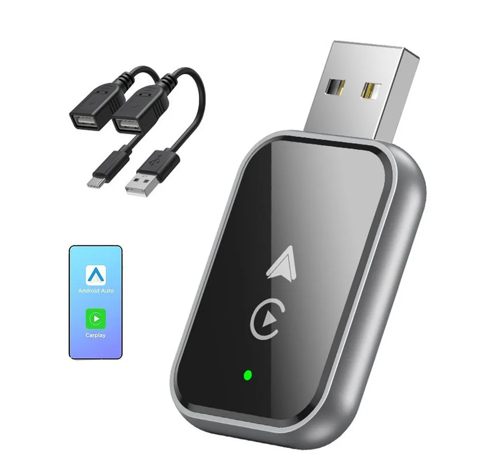 TUWENA Wireless CarPlay Adapter, 2 In 1 Carplay & Android Auto Adapter Adapter, Mit iPhone 6 and Android 11 and Above mit Wired CarPlay Autos, USB C/A