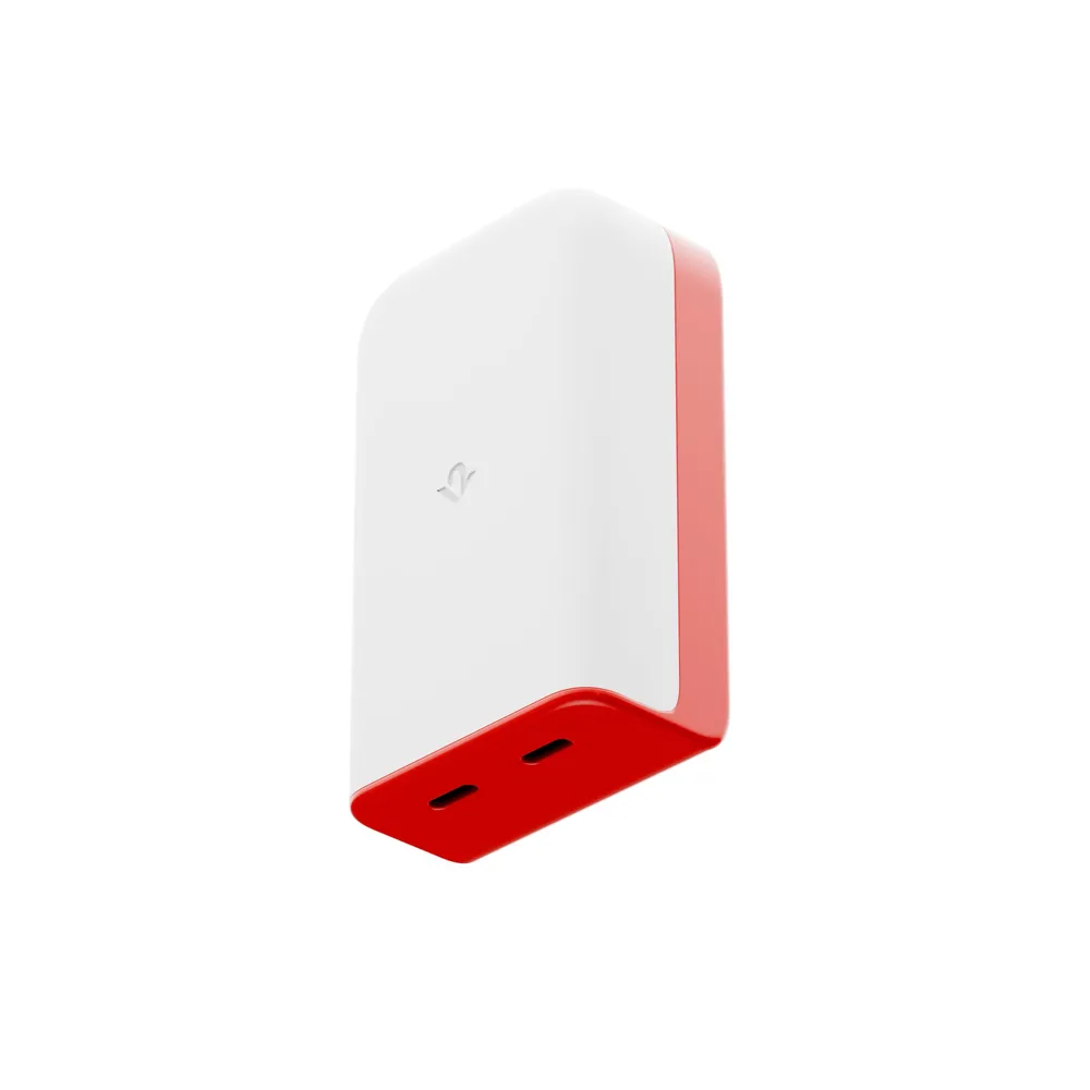 Twelve South PlugBug Travel Power Adapter mit Apple Find My, Weiß/Rot, USB-C, 50W