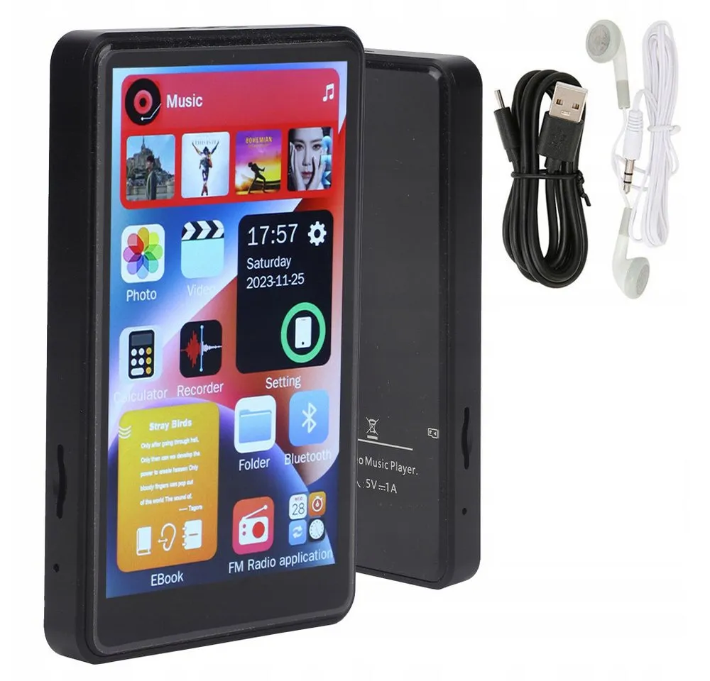 TWUFY 16GB MP3 Player Bluetooth 5.0 mit 4" TFT Farbbildschirm MP3-Player (16 GB, bluetooth, HiFi Musik Kinder MP3 Player mit Lautsprecher, Touch-Tasten)