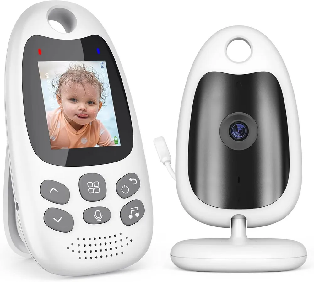 TWUFY Babyphone Tragbares Video Baby Monitor Babyphone mit Kamera mit Halterung, Babyfon mit Kamera 2'' Video Baby Monitor Kamera und Audio, 1-tlg., mit VOX Funktion Gegensprechfunktion Nachtsicht Temperaturüberwachung, für Zuhause unterwegs,Eltern Babys Kita Senioren und Patienten