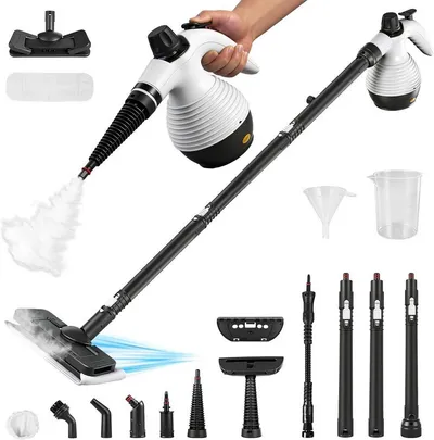 TWUFY Handdampfreiniger Handdampfreiniger Dampfreiniger Handgerät 10-teiliges Zubehörset, 1050 W, 135°C Heißer Dampf, 350ml Wassertank, für Böden Teppiche Polster Badezimmer Autoinnenraumreinigung