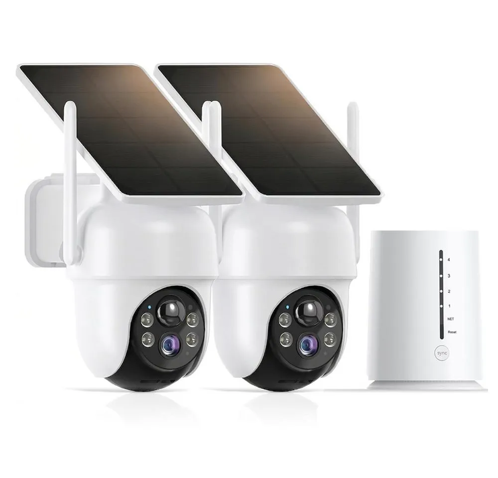 TWUFY IP-Überwachungskamera 4MP Überwachungskamera Aussen Akku Solar Außenüberwachungskamera (Aussen, Außenbereich, 360° PTZ Kamera Überwachung Aussen Akku,2 Cam-Kit, 1-tlg., mit PIR Bewegungsmelder, Farbnachtsicht, 2-Wege-Audio, integriertes Solarpanel,2-Wege-Audio, Ohne ABO)