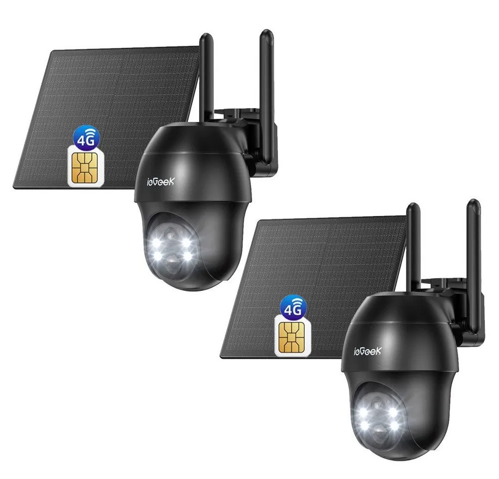 TWUFY Überwachungskamera 4G LTE überwachungskamera mit sim karte outdoor Solar Akku kamera (outdoor, Außenkamera, Außenbereich, Home,Schule,Geschäft,Wald,Farm,Campingbus,Straße, 2K 360° Kabellose Überwachung Farb/IR Nachtsicht IP66 Wasserdichte, 2-tlg., Außenkamera ohne WLAN PIR Erkennung App-Steuerung, Zwei-Wege-Audio PTZ Kabellos Kamera TF/Cloud-Speicher)