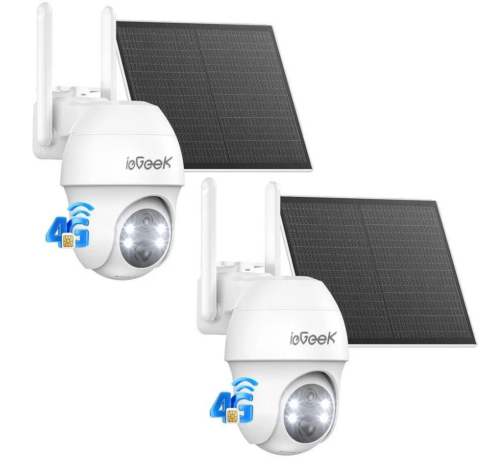 TWUFY Überwachungskamera 4G LTE überwachungskamera mit sim karte outdoor Solar Akku kamera (outdoor, Außenkamera, Außenbereich, Home,Schule,Geschäft,Wald,Farm,Campingbus,Straße, 2K 360° Kabellose Überwachung Farb/IR Nachtsicht IP66 Wasserdichte, 2-tlg., Außenkamera ohne WLAN PIR Erkennung App-Steuerung, Zwei-Wege-Audio PTZ Kabellos Kamera TF/Cloud-Speicher)
