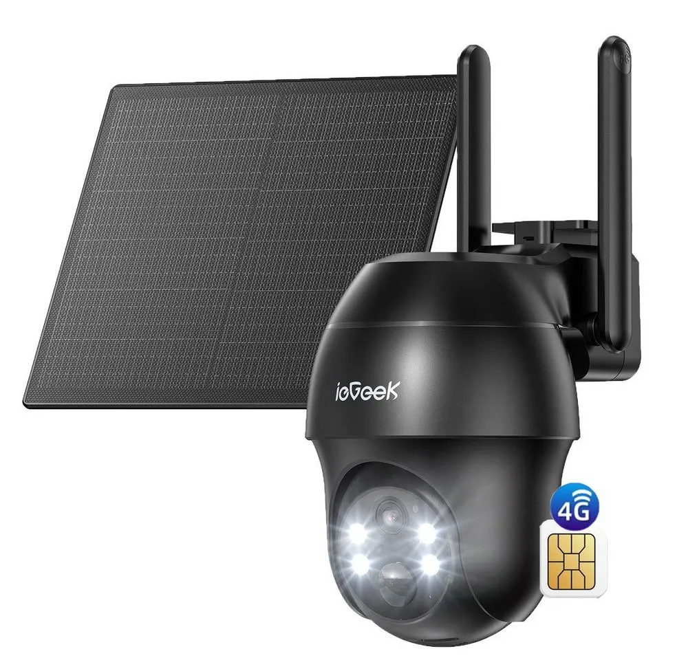 TWUFY Überwachungskamera 4G LTE überwachungskamera mit sim karte outdoor Solar Akku kamera (outdoor, Außenkamera, Außenbereich, Home,Schule,Geschäft,Wald,Farm,Campingbus,Straße, 2K 360° Kabellose Überwachung Farb/IR Nachtsicht IP66 Wasserdichte, 1-tlg., Außenkamera ohne WLAN PIR Erkennung App-Steuerung, Zwei-Wege-Audio PTZ Kabellos Kamera TF/Cloud-Speicher)