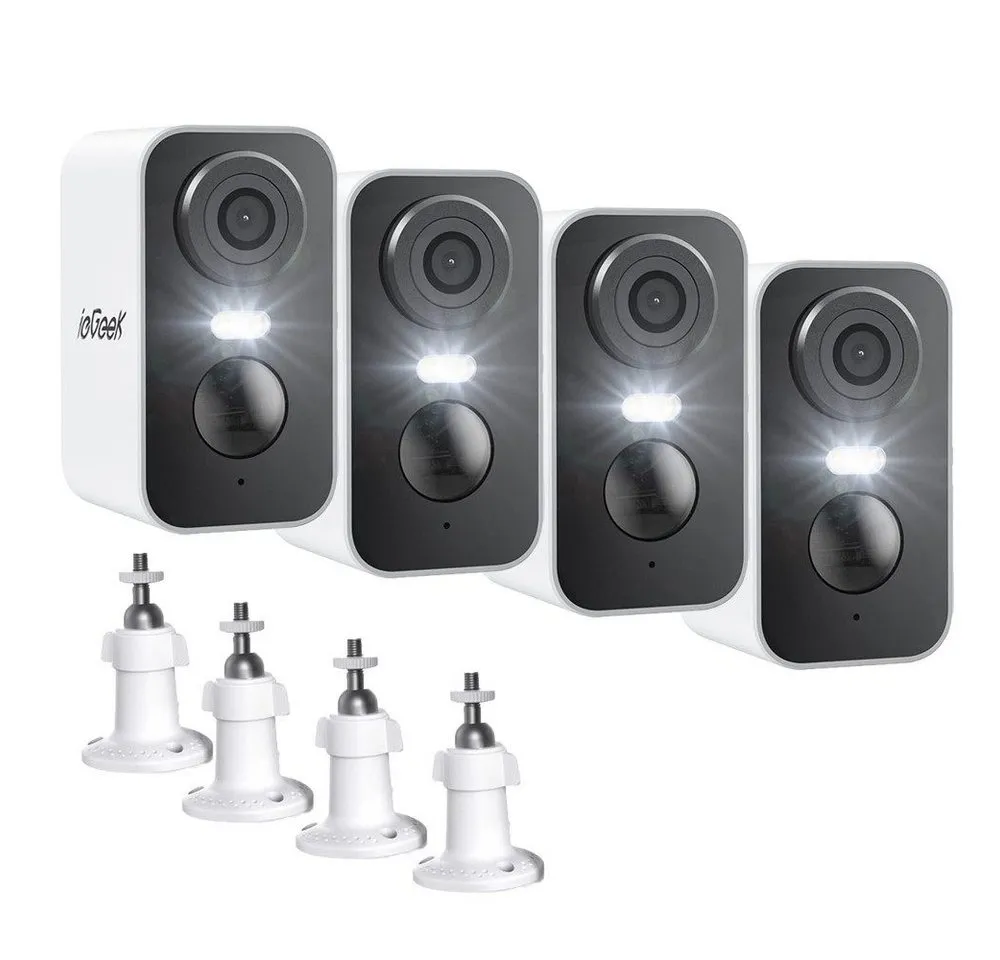 TWUFY Überwachungskamera Überwachungskamera 3MP HD Wifi Kamera mit Nachtsicht Indoor Kamera (Outdoor, Außenbereich, außen/innen, mit farbige Nachtsicht PIR-Bewegungserkennung, 4-tlg., Type C Lange Zeit Standby Cloud/Speicherkarte, 2-Wege Audio IP66 Wasserdicht einfaches Teilen & Speichern)