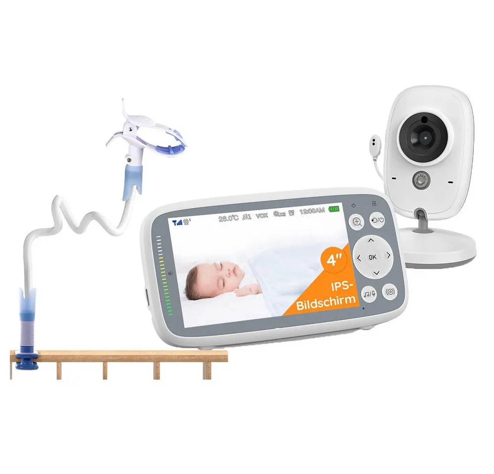 TWUFY Video-Babyphone Babyphone mit Kamera IPS VOX Nachtsicht Babyfon Video Baby Monitor, ohne WLAN mit 2000mAh Akku, Gegensprechfunktion, 2,4-GHz-FHSS, Infrarot-Nachtsicht, Temperaturanzeige, Schlaflieder, Zwei-Wege-Audio, 2/3-fach Zoom mit Fernbedienung, Extra großer 4'' IPS-Bildschirm