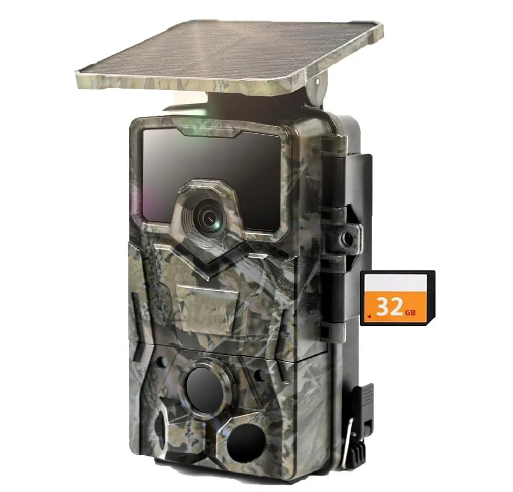 TWUFY Wildkamera Solar Wildkamera 4K 48MP Wildtierkamera mit 32 GB Speicherkarte (Aussen, außen, für Wildtierüberwachung und innere Sicherheit, Jagdkamera Wildkamera mit Bewegungsmelder 36pcs 850nm Infrarot-LEDs, 1-tlg., Eingebaute Lithiumbatterie, Kein WLAN, 0.3s Auslöser, IP66 Wasserdicht, für Wildtierbeobachtung & Heim Sicherheit Wildlife Monitoring)