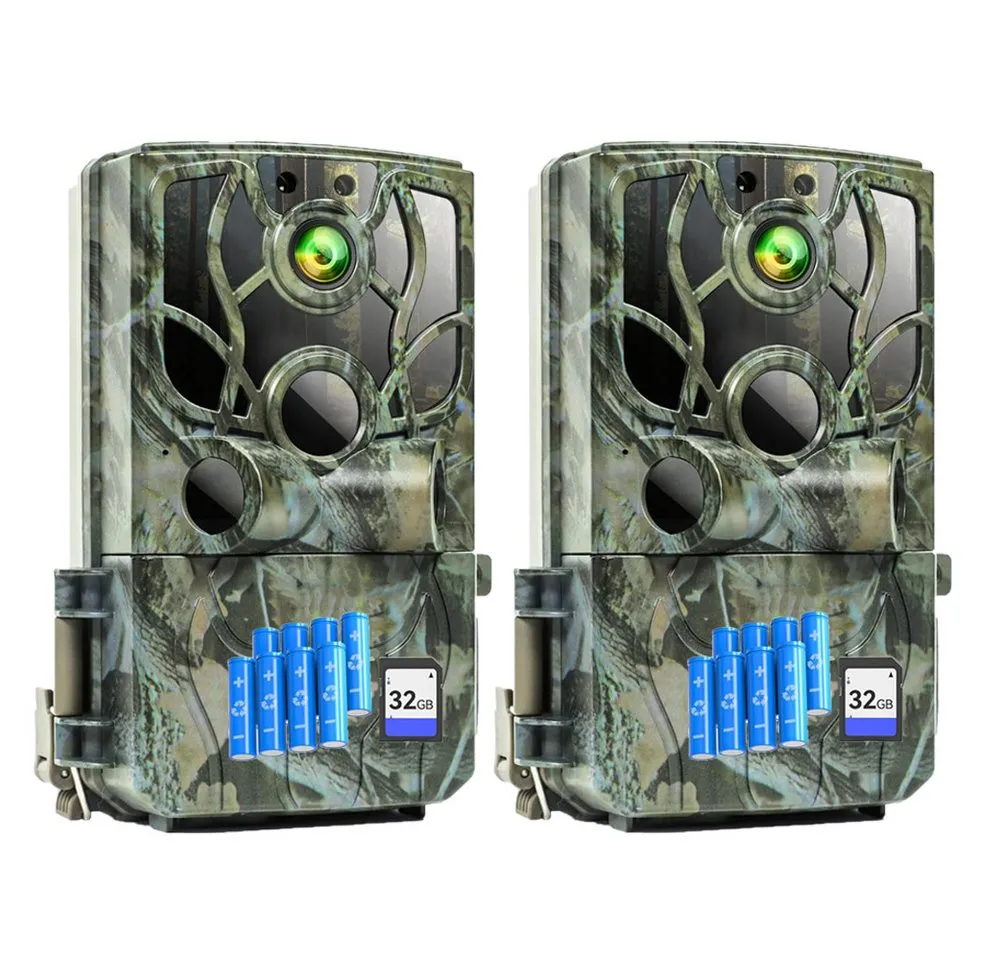 TWUFY Wildkamera Wildkamera mit Handyübertragung APP 4K 48MP HD WLAN Bluetooth (Wild & Jagd, Außenbereich Sicherheit, Überwachung, Außenbereich, Innenbereich, mit 8 AA-Batterien & 32GB Speicherkarte, 2-tlg., Wildkamera mit Bewegungsmelder Nachtsicht 0,3s Auslöser, 120 °Weitwinkel Wildtierkamera IP66 Wasserdicht)