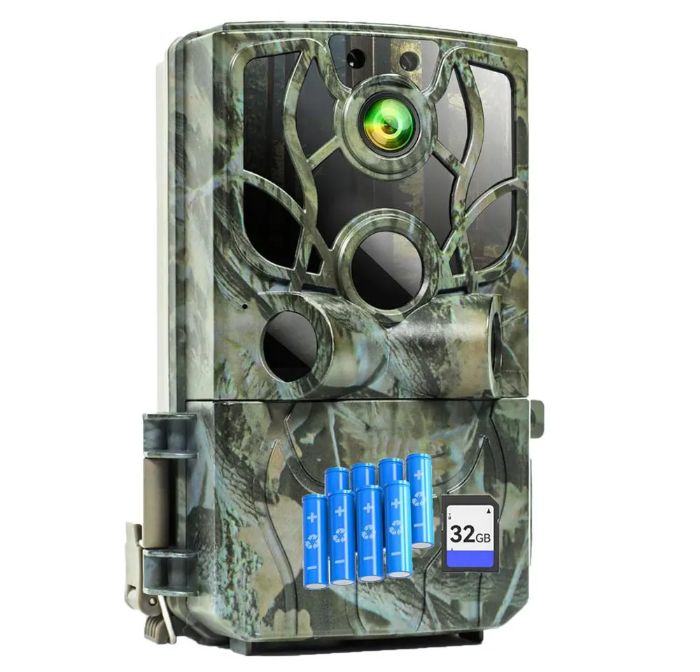 TWUFY Wildkamera Wildkamera mit Handyübertragung APP 4K 48MP HD WLAN Bluetooth (Wild & Jagd, Außenbereich Sicherheit, Überwachung, Außenbereich, Innenbereich, mit 8 AA-Batterien & 32GB Speicherkarte, 1-tlg., Wildkamera mit Bewegungsmelder Nachtsicht 0,3s Auslöser, 120 °Weitwinkel Wildtierkamera IP66 Wasserdicht)