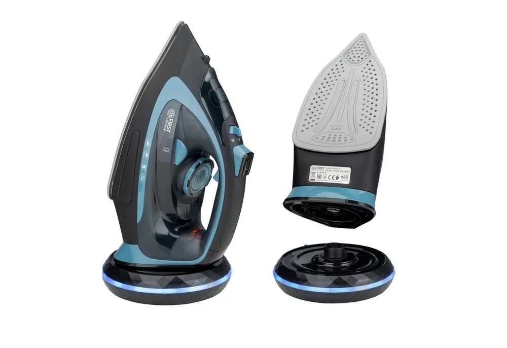 TZS FIRST AUSTRIA Dampfbügeleisen kabellos 2400W, Keramiksohle, 52 Düsen, 20g/min, 0,7g Dampfstoß, 2400 W, Kabelloses Dampfbügeleisen, Antikalk, Vertikaldampf, 450ml Wassertank