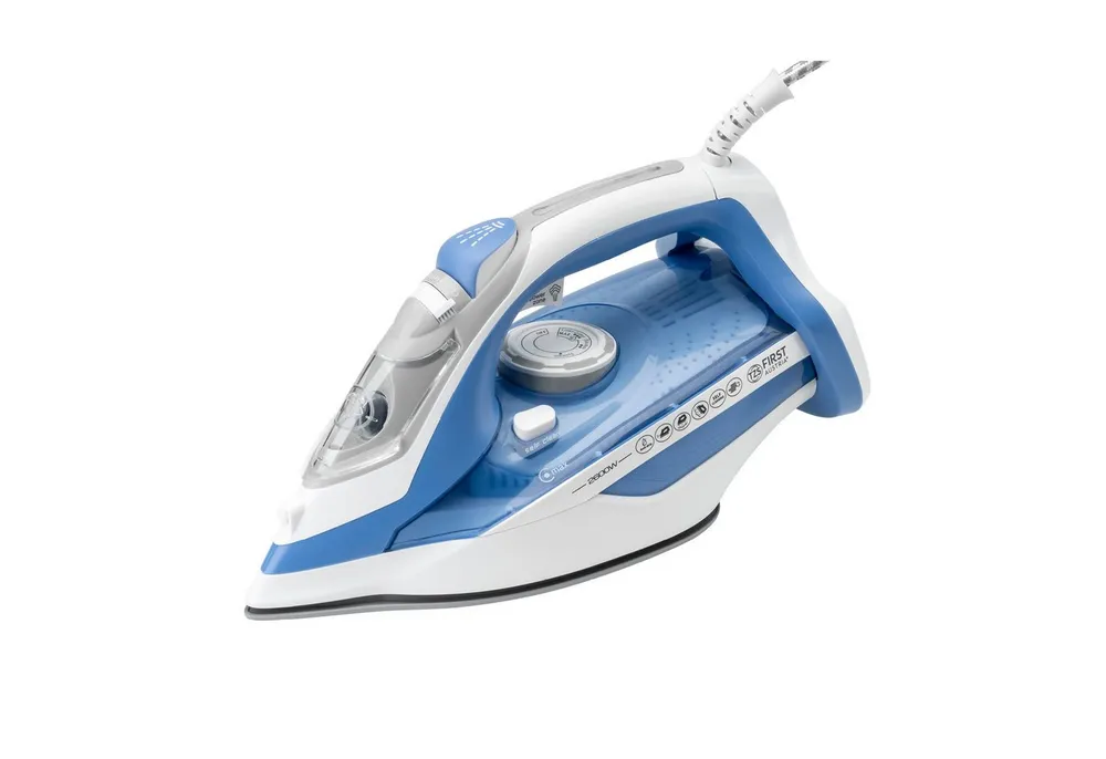 TZS FIRST AUSTRIA Dampfbügeleisen 2600W, Keramiksohle, 91 Düsen, 35g/min, 1g Dampfstoß, Blau, 2600 W, Bügeleisen mit Antikalk, Tropfschutz, Vertikaldampf, 450ml Wassertank
