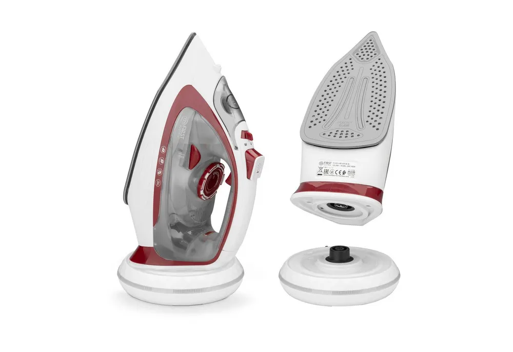 TZS FIRST AUSTRIA Dampfbügeleisen kabellos 2400W, Keramiksohle, 52 Düsen, 20g/min, 0,7g Dampfstoß, 2400 W, Kabelloses Dampfbügeleisen, Antikalk, Vertikaldampf, 450ml Wassertank