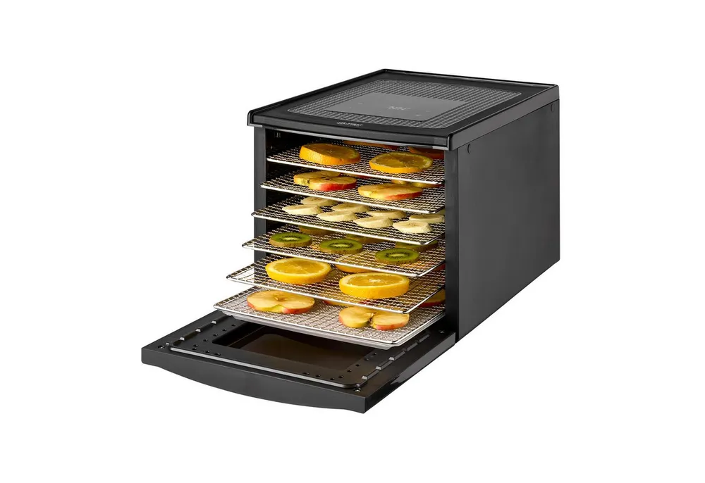 TZS FIRST AUSTRIA Dörrautomat Dörrgerät, digital, mit 24h-Timer und Temperaturregler 35-70°C 500 W, 6 Etagen, Dörrtablets aus Edelstahl, Dörrapparat mit Zeitschaltuhr