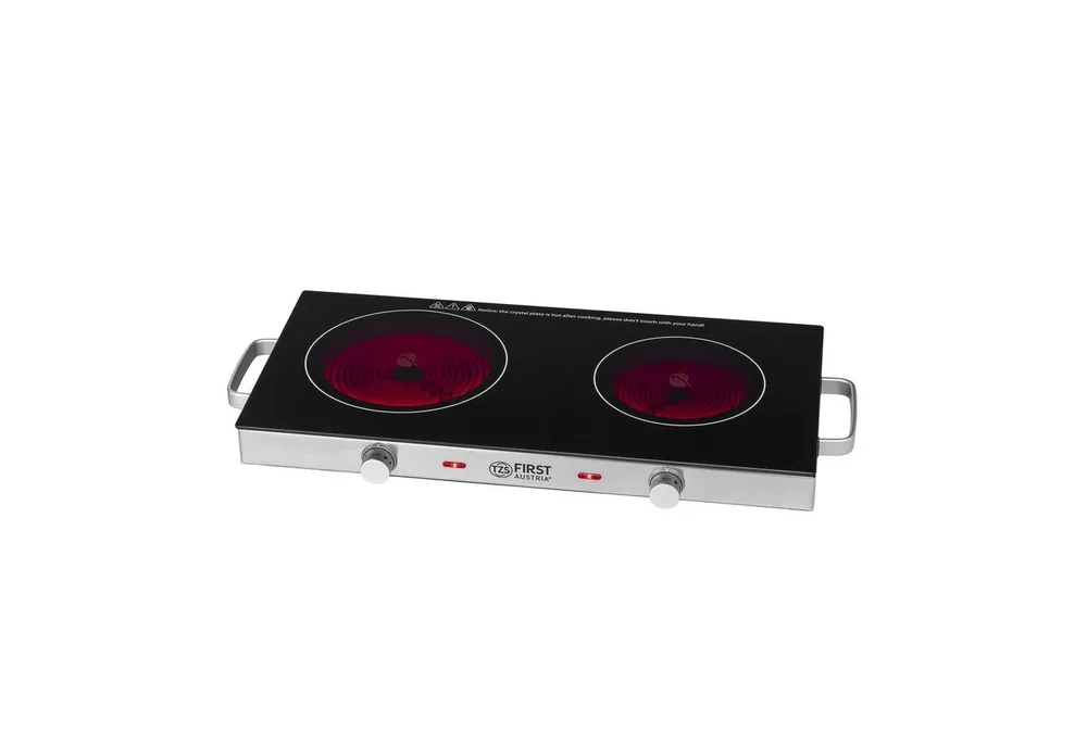 TZS FIRST AUSTRIA Doppelkochplatte Infrarot Kochplatte, elektrisch, 2800W, 20cm und 16,5cm Kochfeld, Oberflächentemperatur >400°C, Glaskeramik, jedes Kochgeschirr geeignet