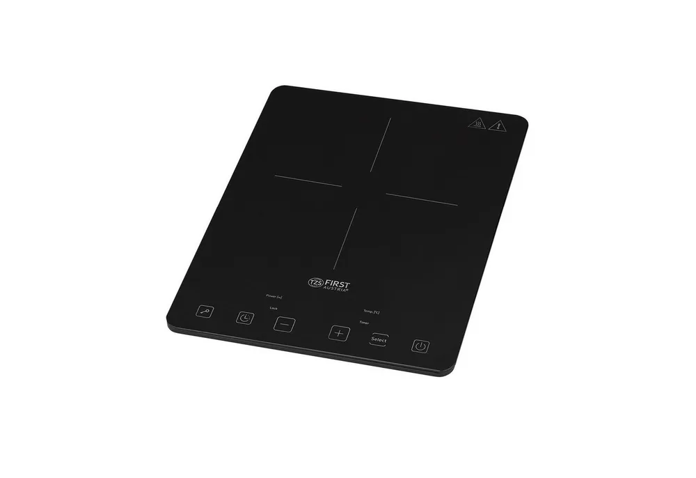 TZS FIRST AUSTRIA Einzelkochplatte 2000W, Induktionskochplatte, 10 Temperaturstufen & Timer, Slim Design, Kindersicherung, Überhitzungsschutz, digitale Steuerung
