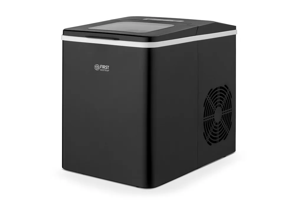 TZS FIRST AUSTRIA Eiswürfelmaschine 1,8L, 150W, Ice Cube Maker mit Kühlkompressor, 9 Eiswürfel in 7-9 Min, Würfel S/L, 12kg/24h Kapazität, abnehmbarer Korb, LED Display, 55 dB